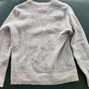 J. Crew Rugged MerinpTextured Cream and Gray Crewneck Sweater